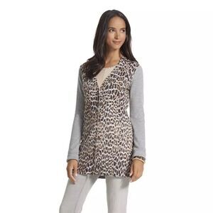 Chico’s Cardigan Size 1 (8) Peyton Long Line Leopard Print